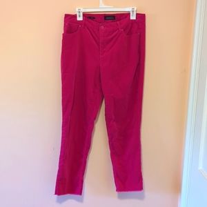 Talbot's hot pink corduroy slim ankle pants